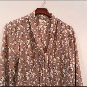 MAX STUDIO pink floral blouse w/ neck tie size XL